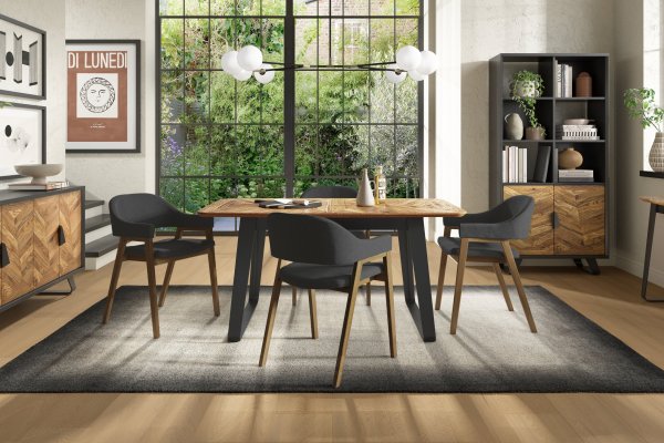 Emerson Rustic Oak and Peppercorn Dining