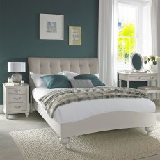 Montreux Soft Grey Uph Bedstead Vertical Stitch Pebble Grey Fabric King 150cm