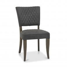 Logan Fumed Oak Upholstered Chair - Dark Grey Fabric (Pair)