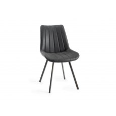 Fontana - Dark Grey Faux Suede Fabric Chairs with Black Legs (Pair)
