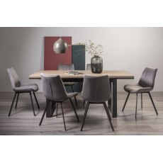 Tivoli Weathered Oak 6-8 Seater Table & 6 Fontana Grey Velvet Chairs