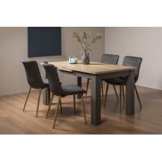 Oakham Scandi Oak 4-6 Seater Table - Dark Grey Legs & 4 Eriksen Dark Grey Faux Leather Chairs