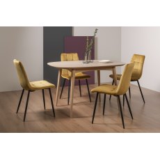 Dansk Scandi Oak 4 Seater Table & 4 Mondrian Mustard Velvet Chairs