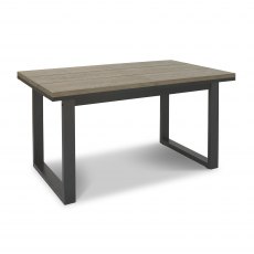 Tivoli Weathered Oak 4-6 Seater Table & 6 Indus Cantilever Chairs in Dark Grey Fabric