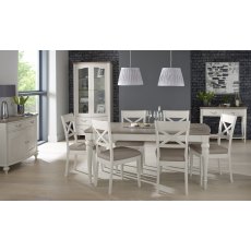 Montreux Grey Washed Oak & Soft Grey 6-8 Seater Table & 6 X Back Chairs in Grey Bonded Leather