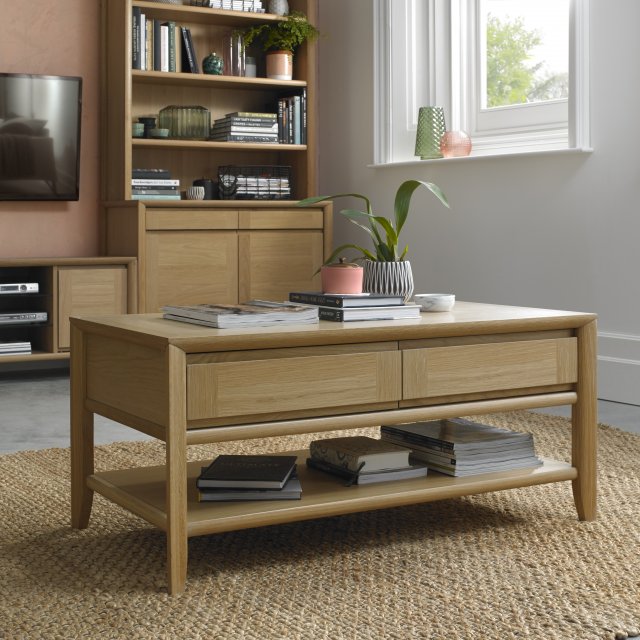 Premier Collection Bergen Oak Coffee Table With Drawer