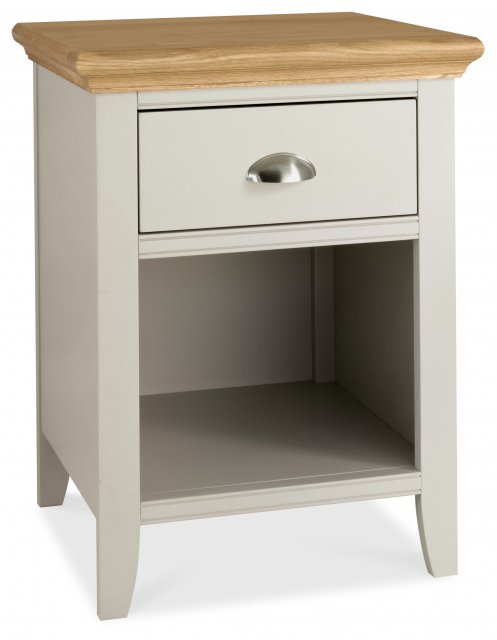 Premier Collection Hampstead Soft Grey & Pale Oak 1 Drawer Nightstand
