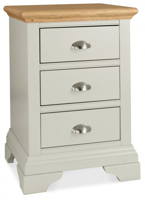 Premier Collection Hampstead Soft Grey & Pale Oak 3 Drawer Nightstand