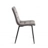 Gallery Collection Mondrian - Grey Velvet Fabric Chairs with Black Legs (Pair)