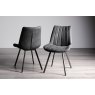 Gallery Collection Fontana - Dark Grey Faux Suede Fabric Chairs with Black Legs (Pair)