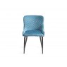 Gallery Collection Ramsay Oak Melamine 6 Seater Table - 4 Legs & 6 Cezanne Petrol Blue Velvet Chairs - Black Legs