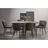 Gallery Collection Vintage Weathered Oak 6-8 Seater Table & 6 Cezanne Dark Grey Faux Leather Chairs - Black Legs