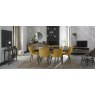Gallery Collection Vintage Weathered Oak 6-8 Seater Table & 6 Cezanne Mustard Velvet Chairs - Black Legs