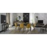 Gallery Collection Vintage Weathered Oak 6-8 Seater Table & 6 Mondrian Mustard Velvet Chairs