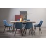 Gallery Collection Vintage Weathered Oak 6-8 Seater Table & 6 Seurat Blue Velvet Chairs