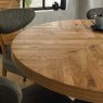 Bentley Designs Ellipse Rustic Oak 4 Seater Dining Set & 4 Uph Chairs- Dark Grey Fabric- table close up
