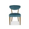 Ellipse Rustic Oak Upholstered Chair - Azure Velvet Fabric - front on