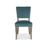 Bentley Designs Logan Fumed Oak Upholstered Chair- Velvet Azure Fabric- front on
