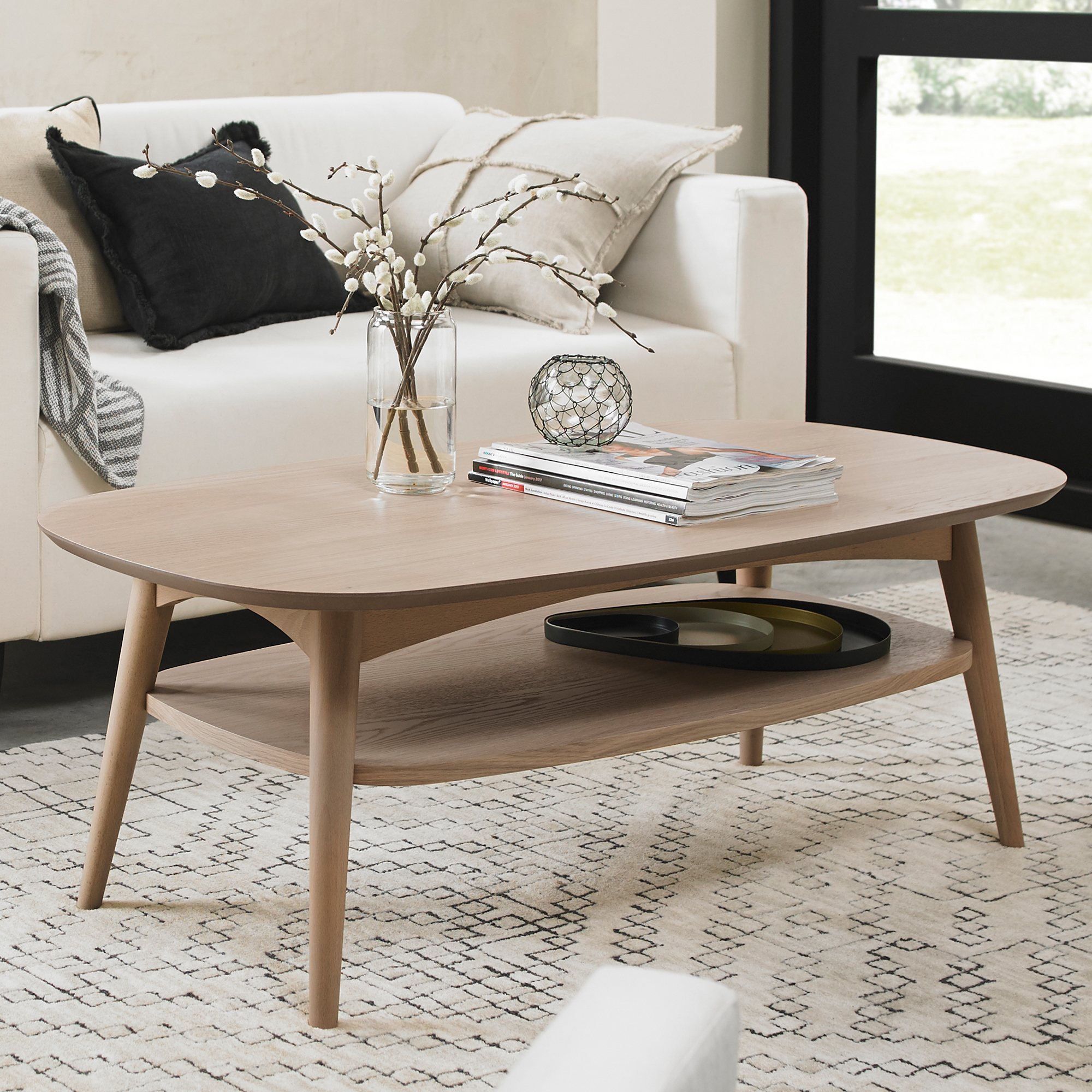 Dansk Scandi Oak Coffee Table With Shelf | Living Room - Bentley ...