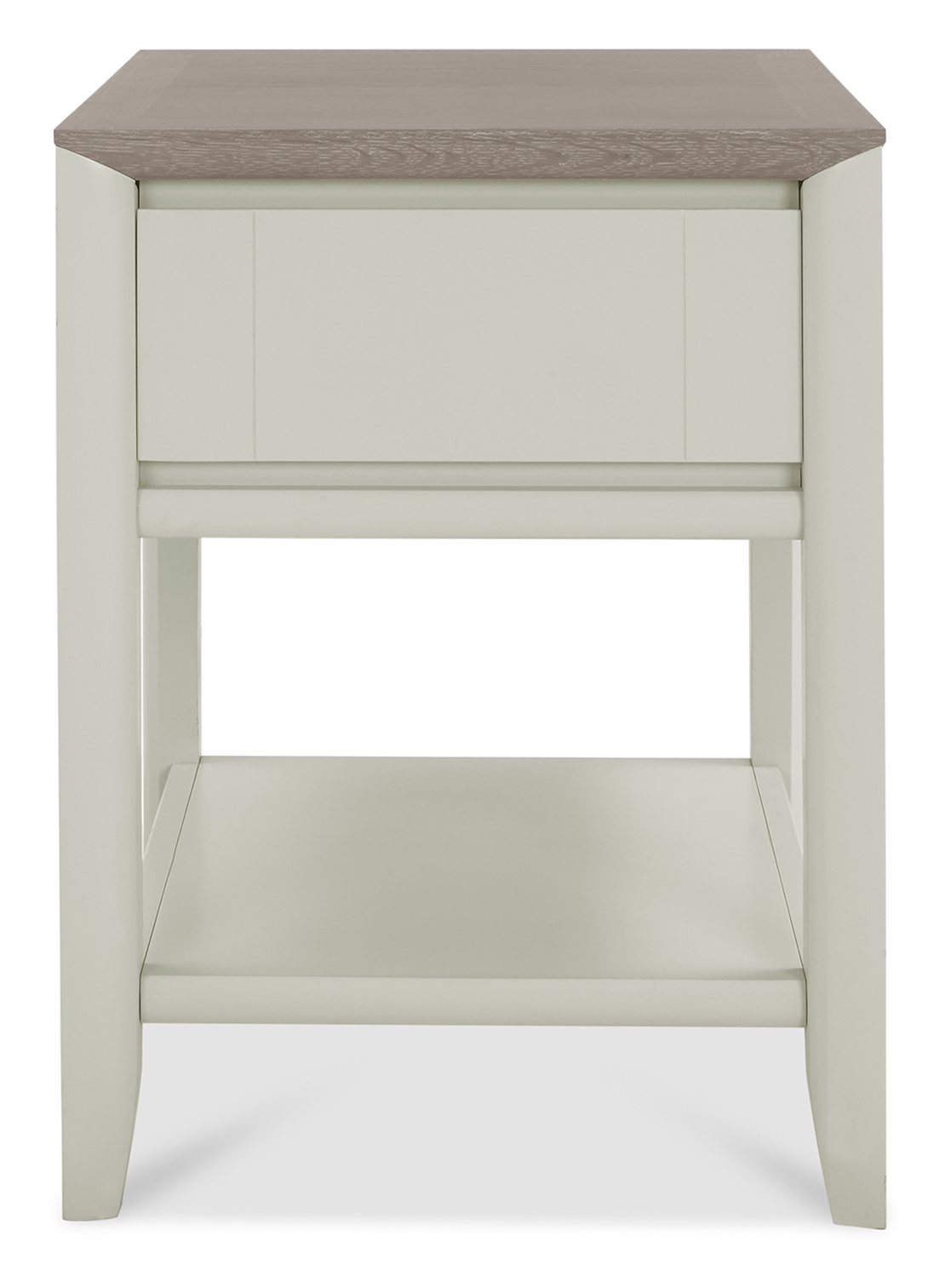 Bergen Grey Washed Oak & Soft Grey Lamp Table With Drawer Bentley