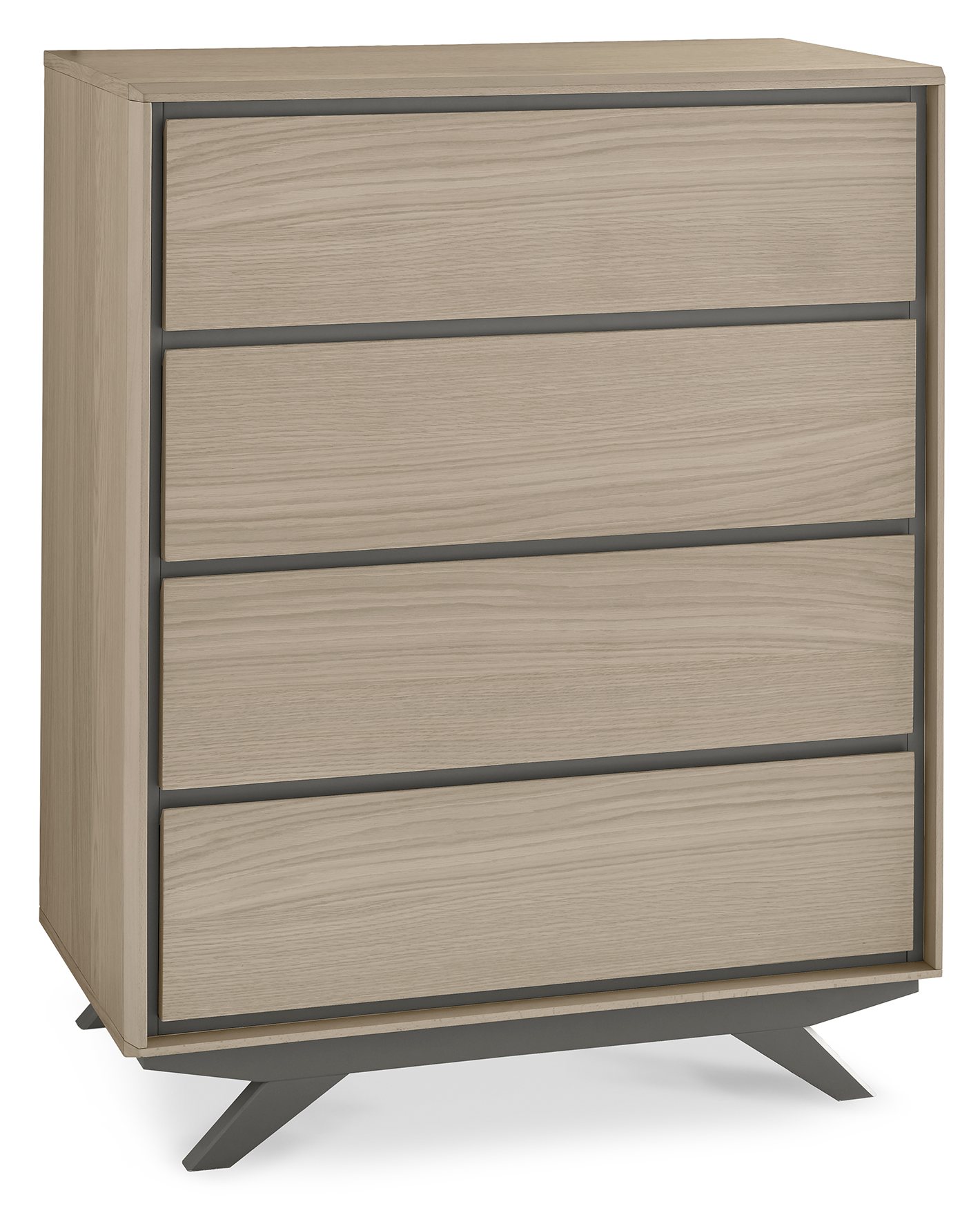 Brunel Scandi Oak & Dark Grey 4 Drawer Chest Bedroom Bentley Designs