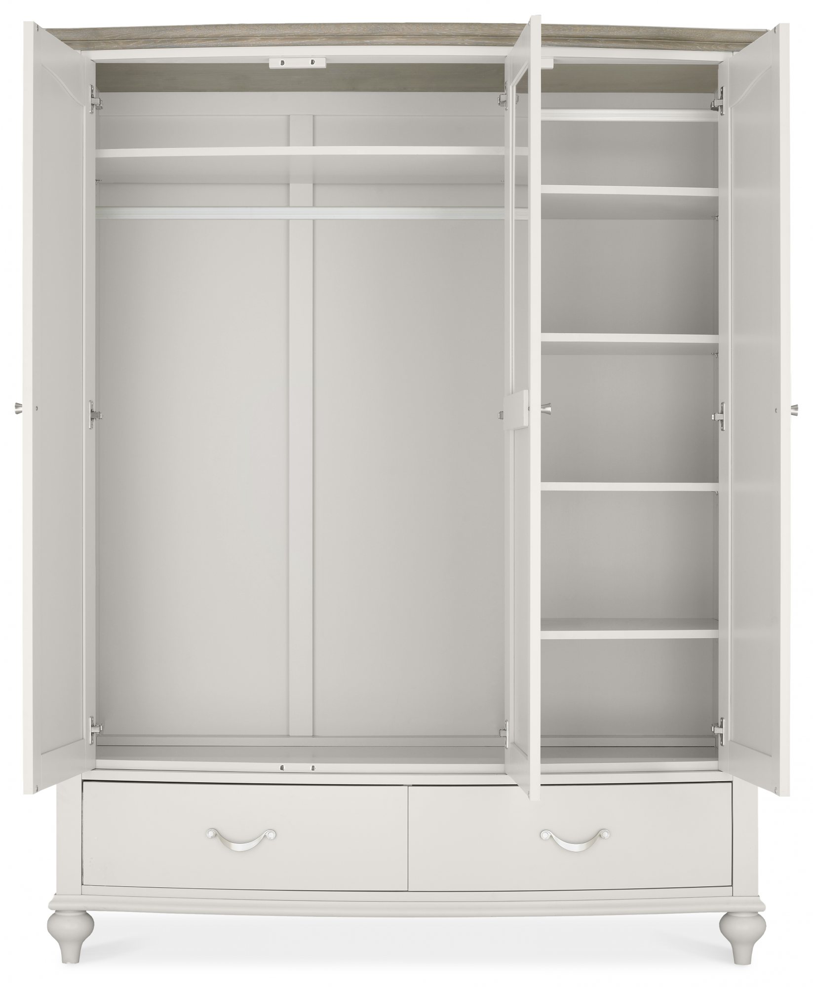 Premier Collection Montreux Grey Washed Oak & Soft Grey Triple Wardrobe