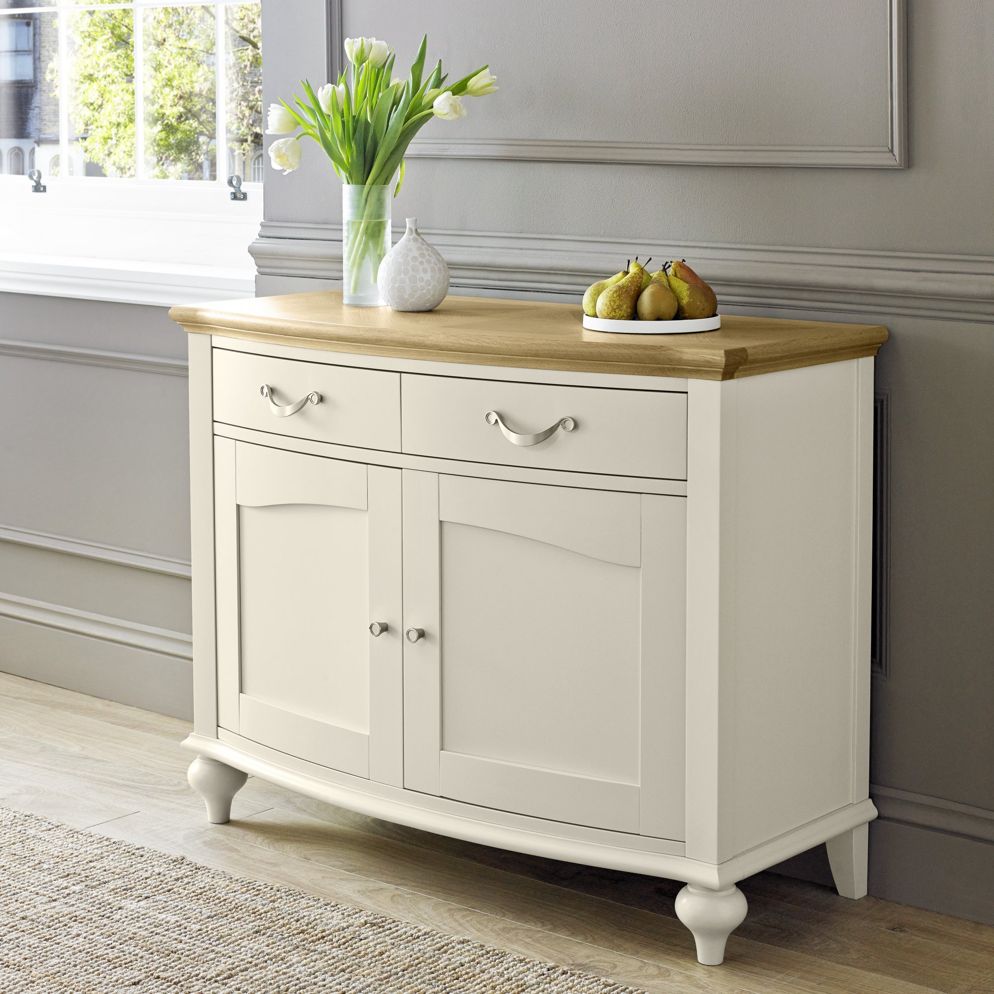 Premier Collection Montreux Pale Oak & Antique White Narrow Sideboard