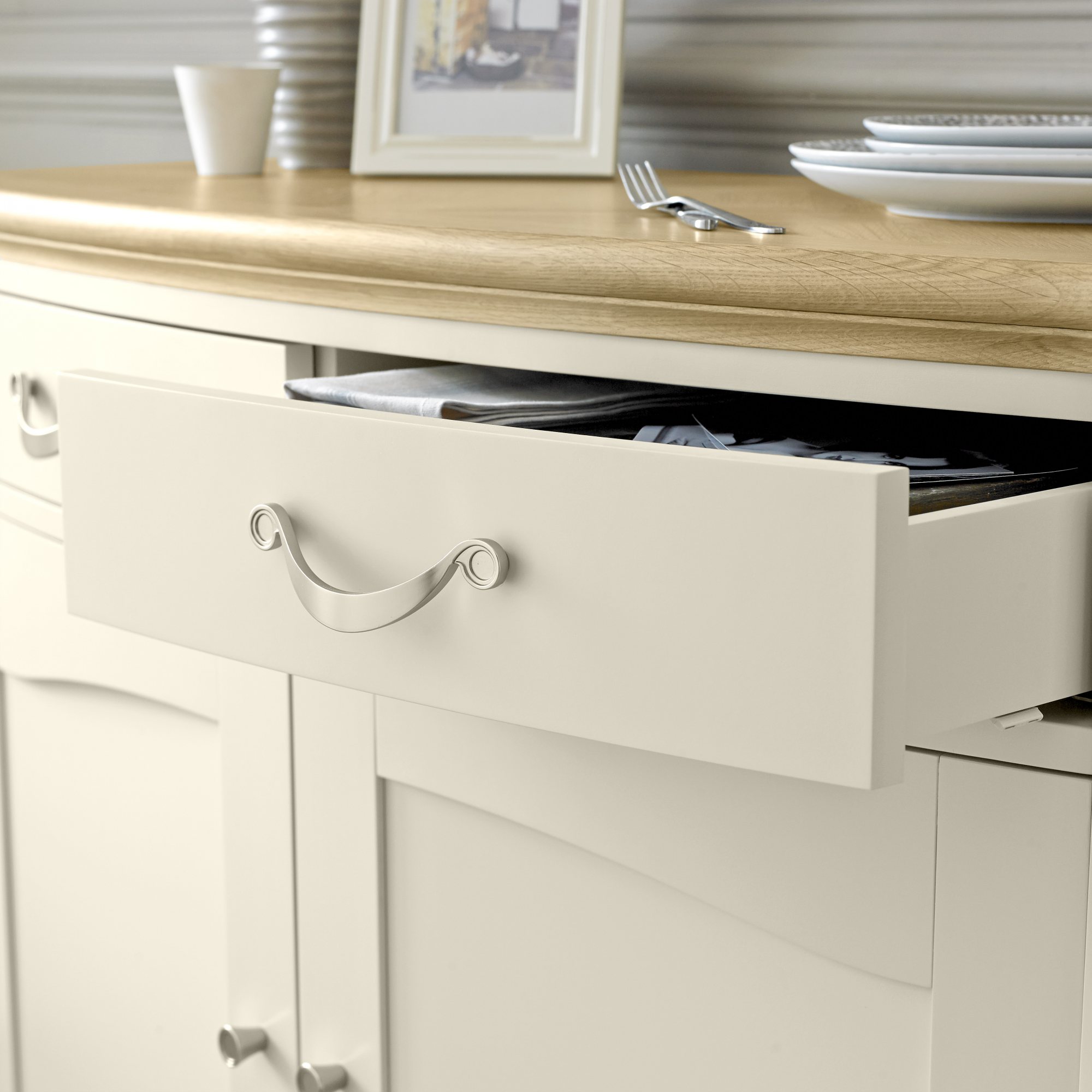 Premier Collection Montreux Pale Oak & Antique White Narrow Sideboard