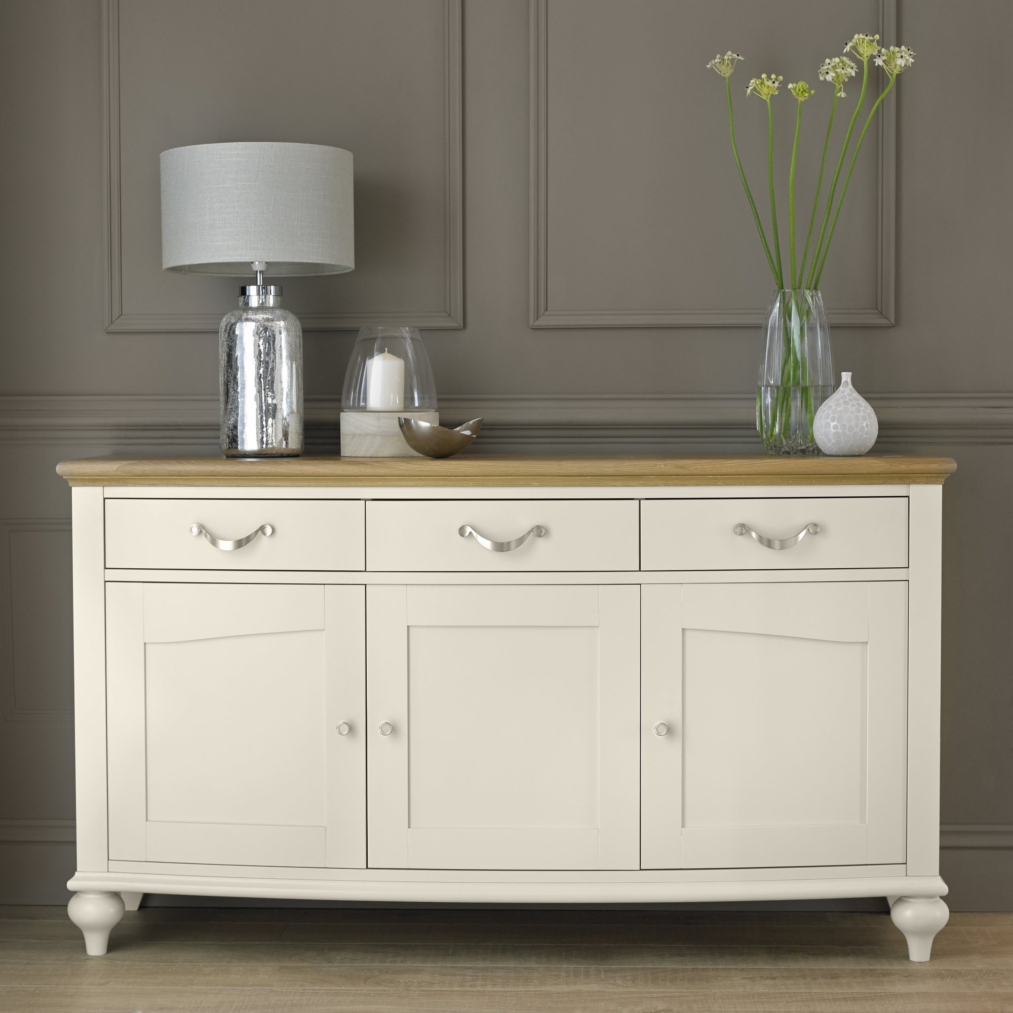 Premier Collection Montreux Pale Oak & Antique White Wide Sideboard