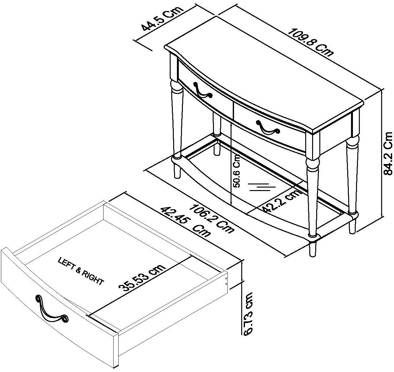 Montreux Pale Oak & Antique White Console Table With Drawers Bentley