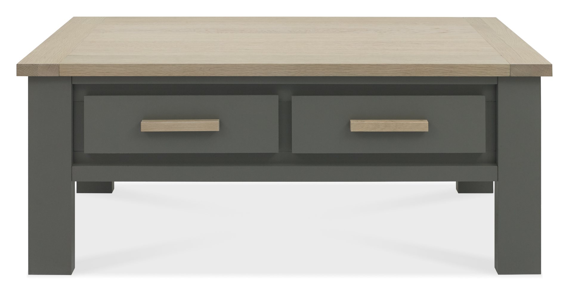 Oakham Dark Grey & Scandi Oak Coffee Table With Drawers Bentley
