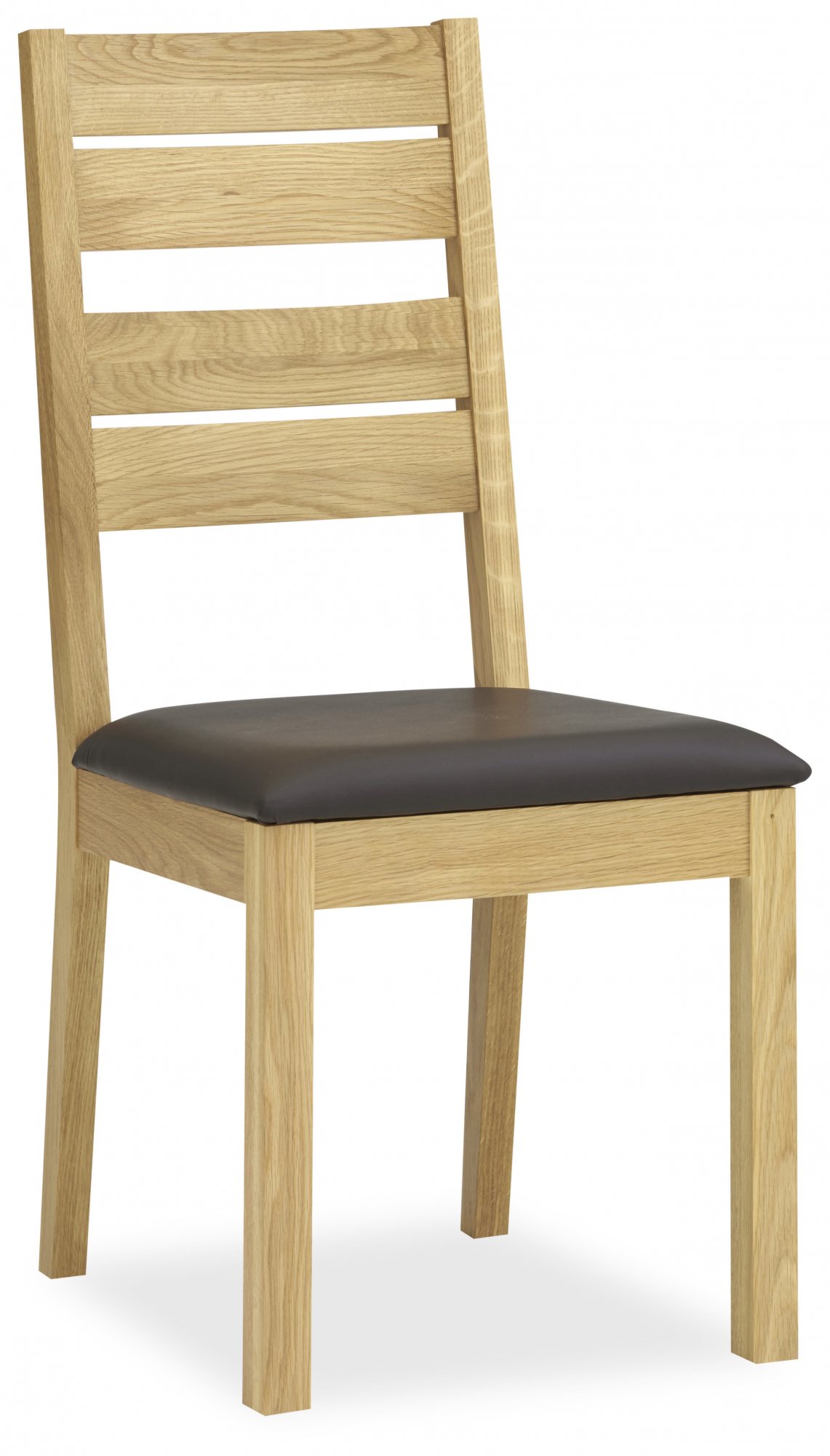 Premier Collection Provence Oak Slatted Chair Brown Faux Leather