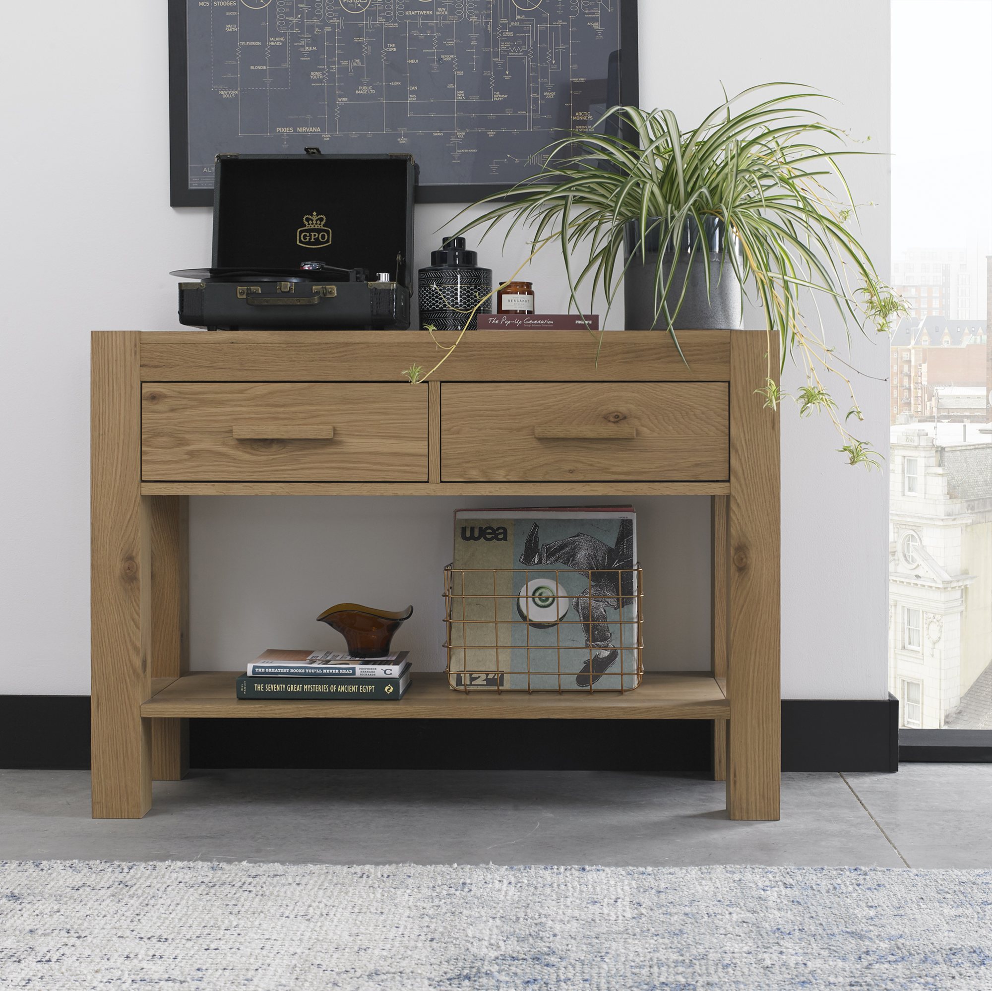 Turin Light Oak Console Table Living Room Furniture Bentley Designs