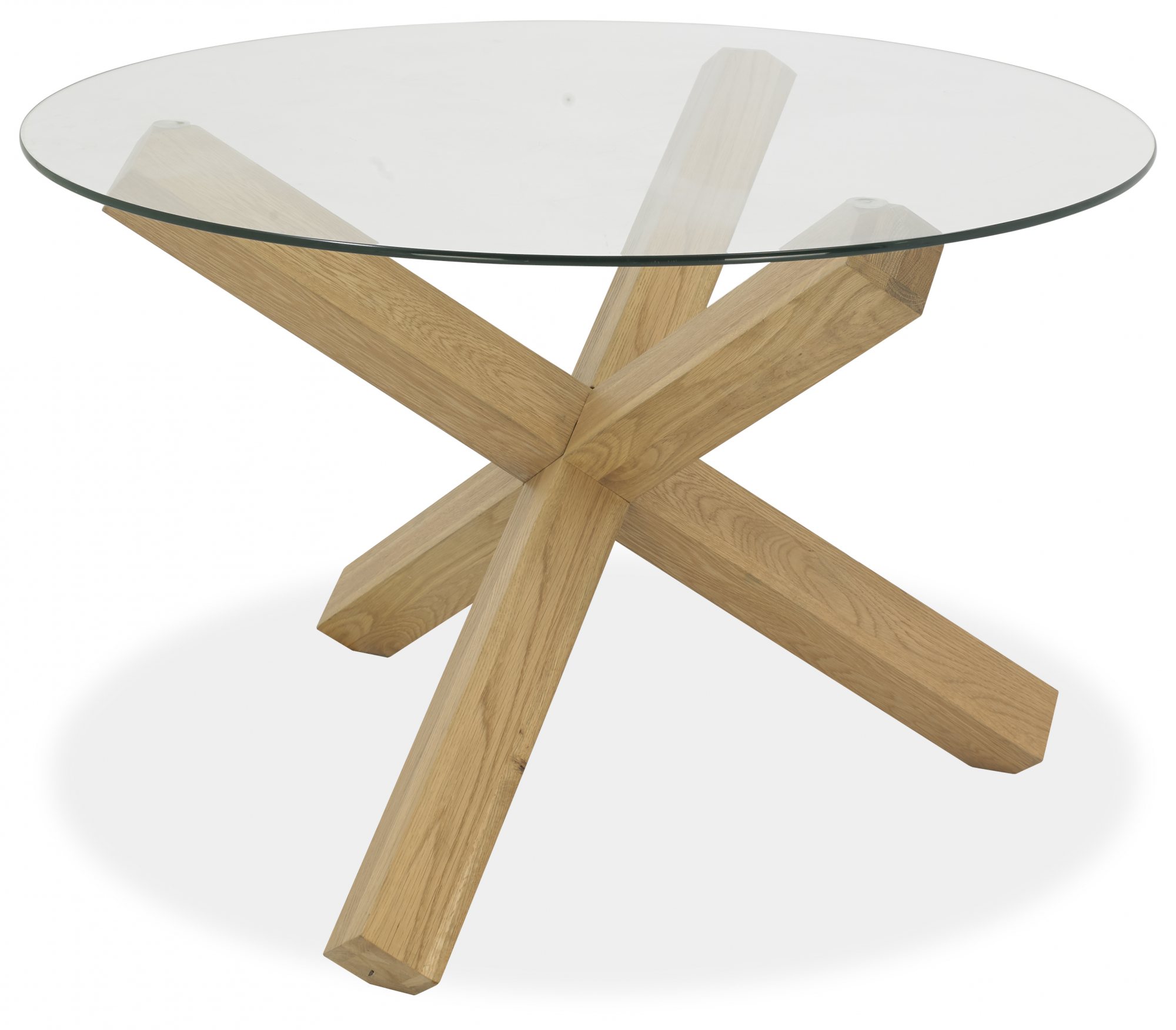 Turin Light Oak Circular Glass Table Dining Furniture Bentley