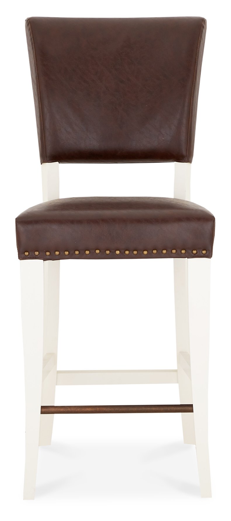 Belgrave Ivory Bar Stool Rustic Espresso Faux Leather (Pair)