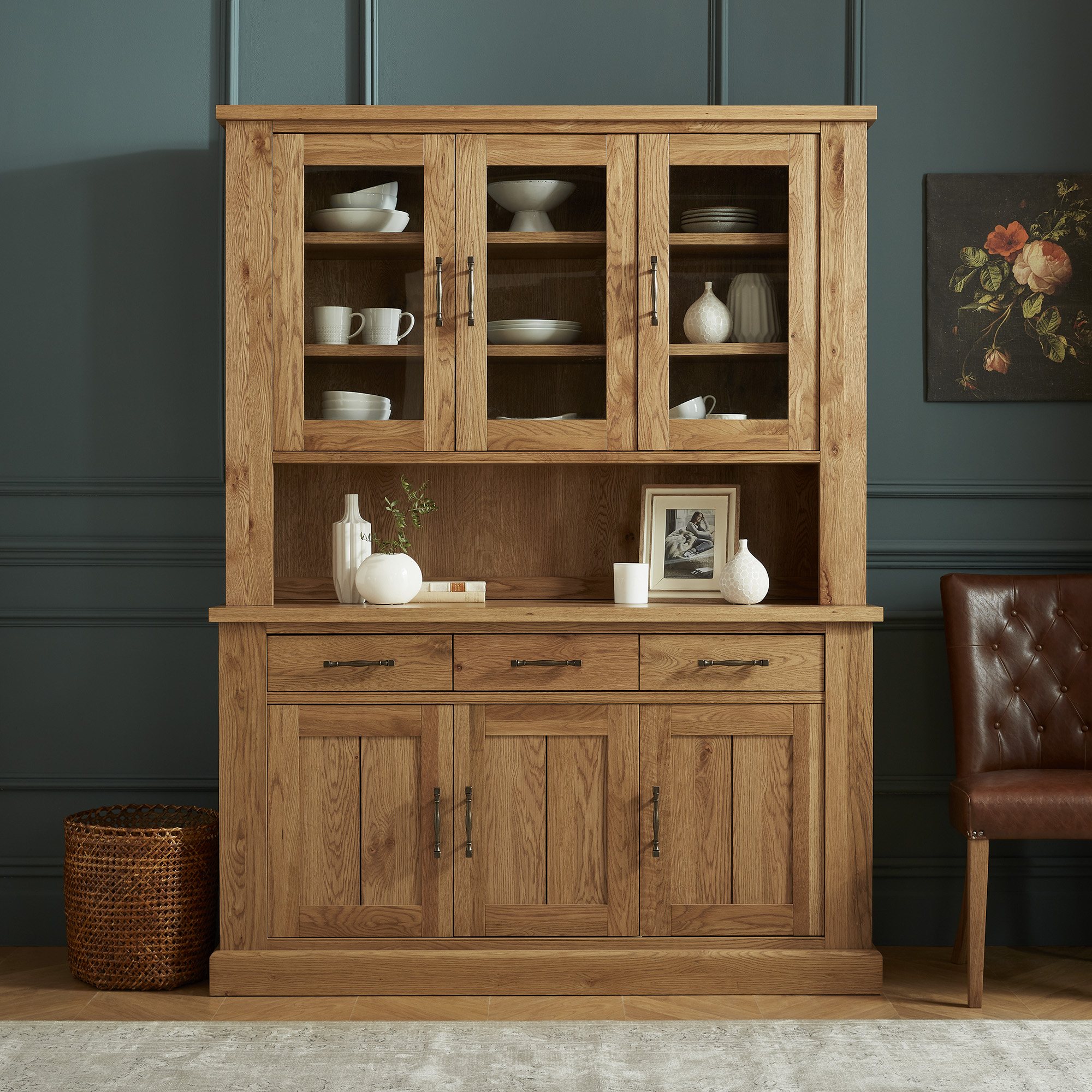Signature Collection Westbury Rustic Oak Glazed Dresser Display
