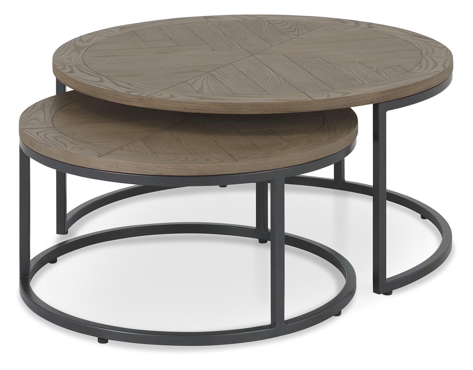 Chevron Weathered Ash Coffee Nest Of Tables Living Room Bentley Designs UK Ltd