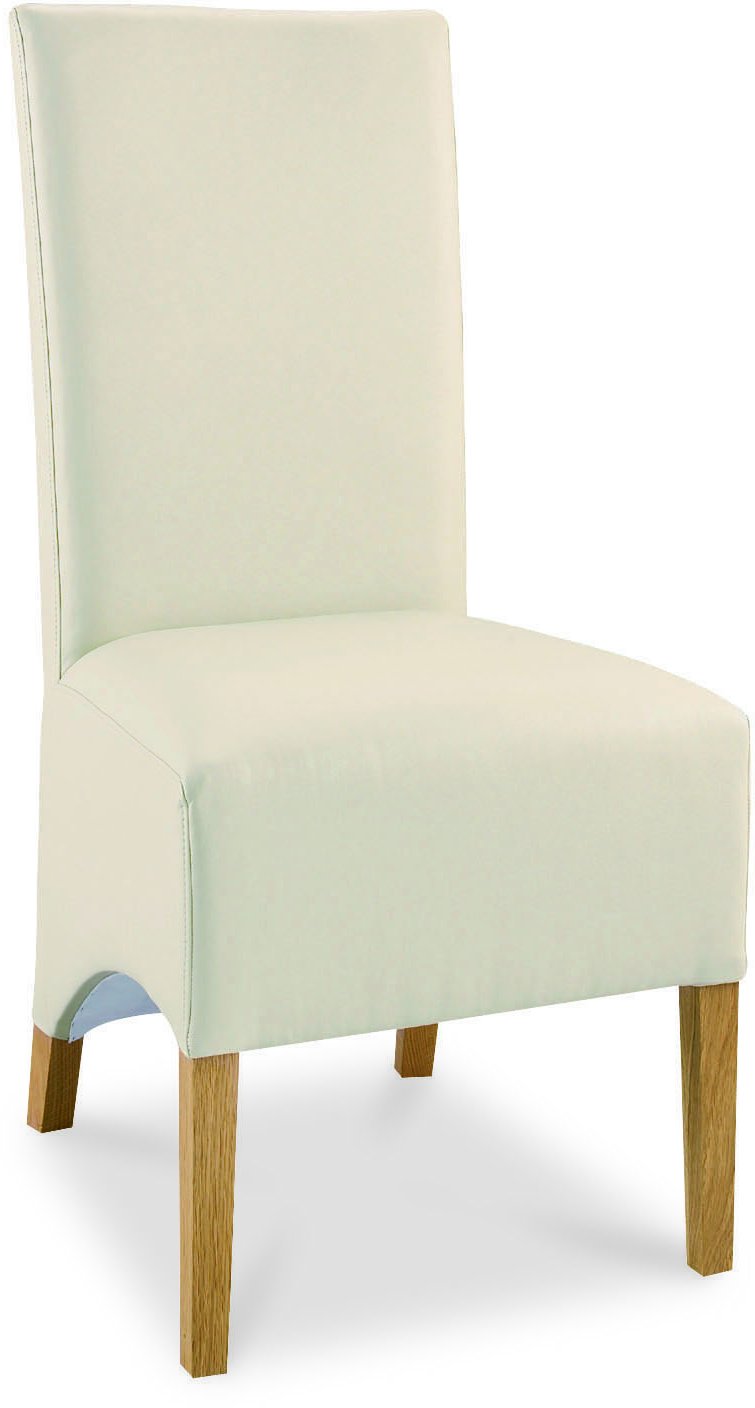 Premier Collection Wing Back Oak Chair Ivory Faux Leather (Pair