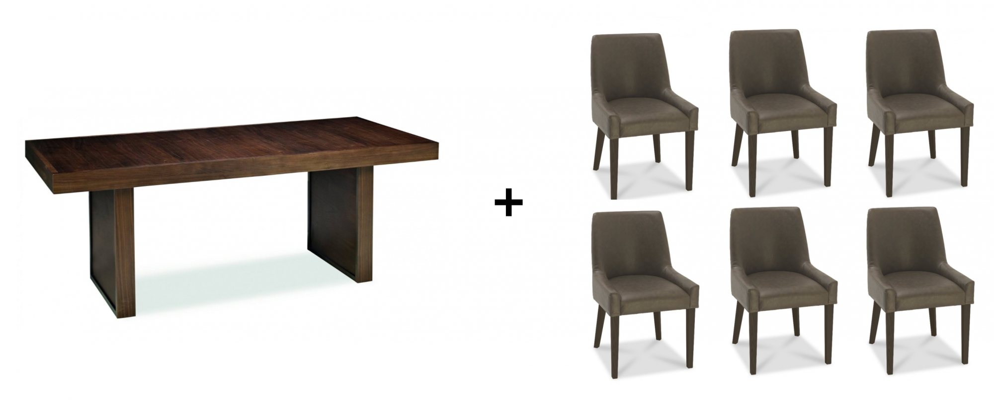 Premier Collection Akita Walnut Dining Set - Table & 6 ...