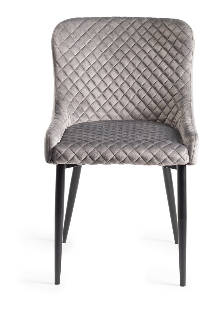 Gallery Collection Cezanne Grey Velvet Fabric Chairs with Black Legs