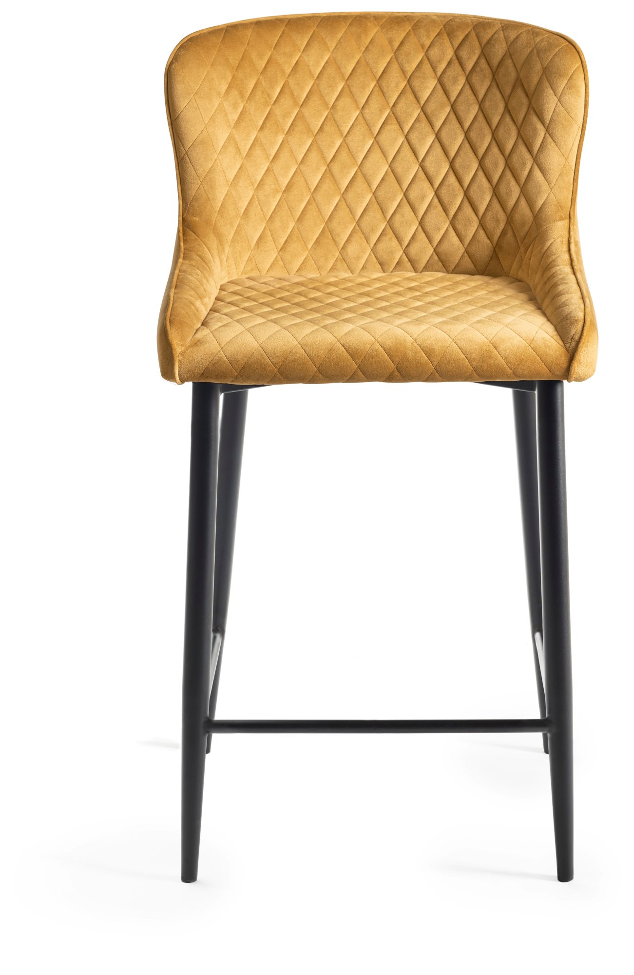Gallery Collection Cezanne Mustard Velvet Fabric Bar Stools with