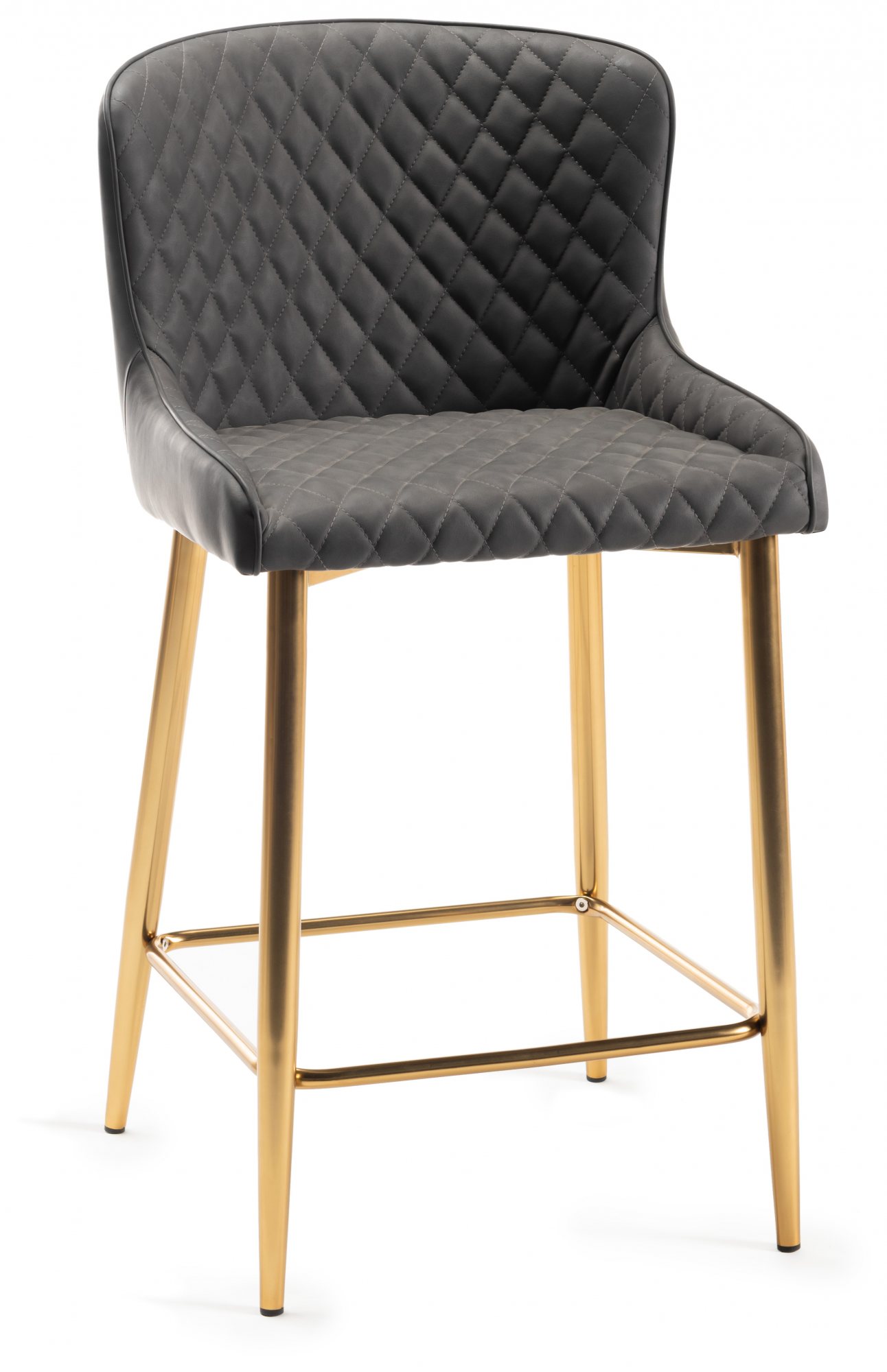 Gallery Collection Cezanne Dark Grey Faux Leather Bar Stools with
