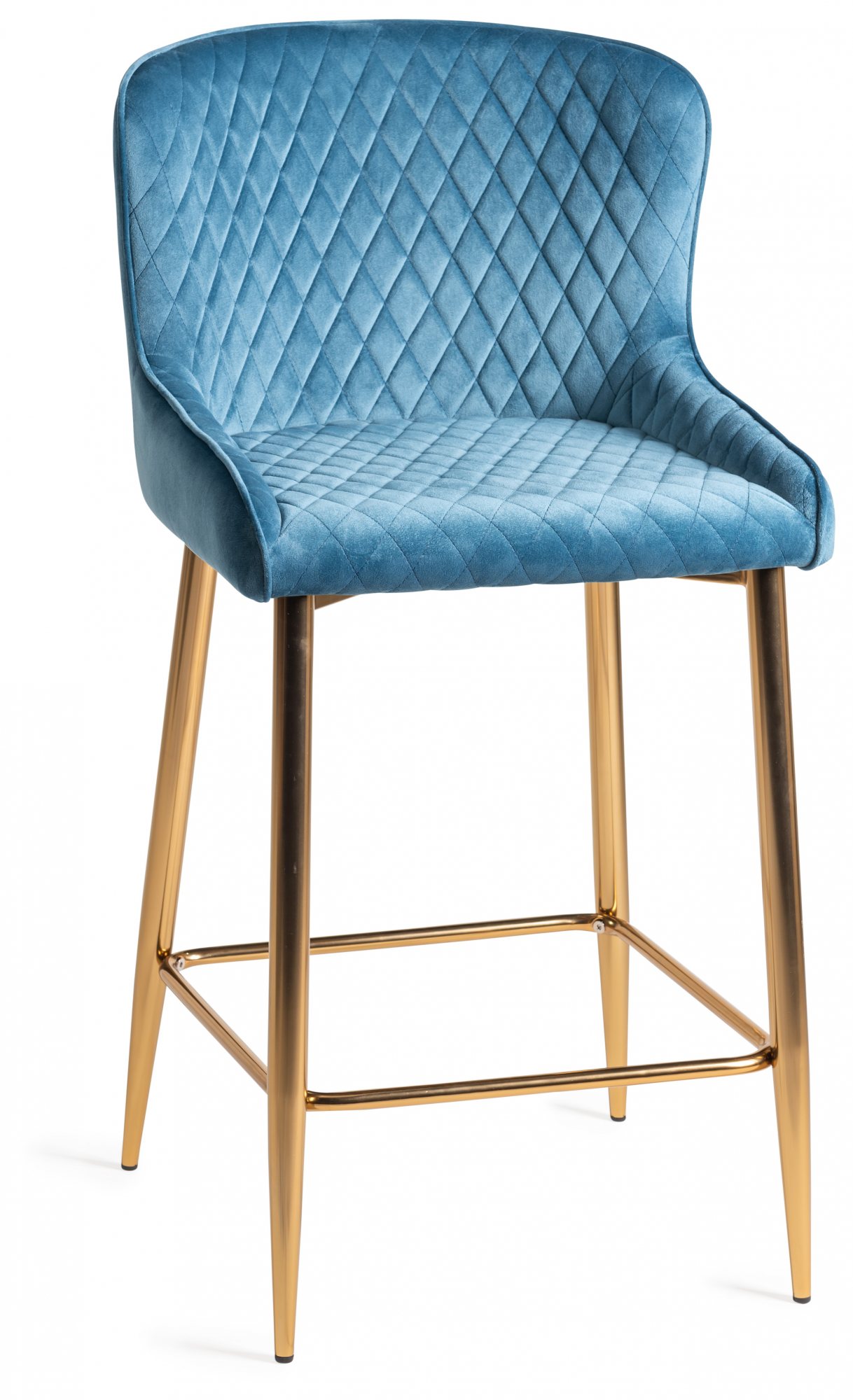 Gallery Collection Cezanne Petrol Blue Velvet Fabric Bar Stools with