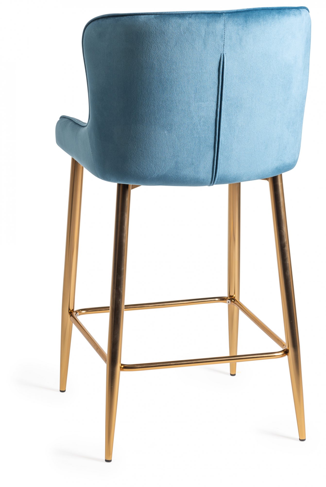 Gallery Collection Cezanne Petrol Blue Velvet Fabric Bar Stools with Gold Legs (Pair) Bar