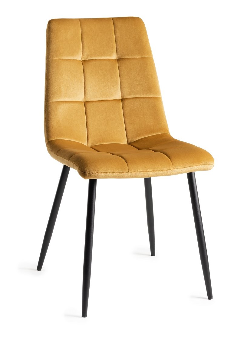 Gallery Collection Mondrian Mustard Velvet Fabric Chairs with Black