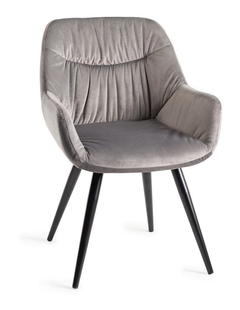 Gallery Collection Dali Grey Velvet Fabric Chairs with Black Legs