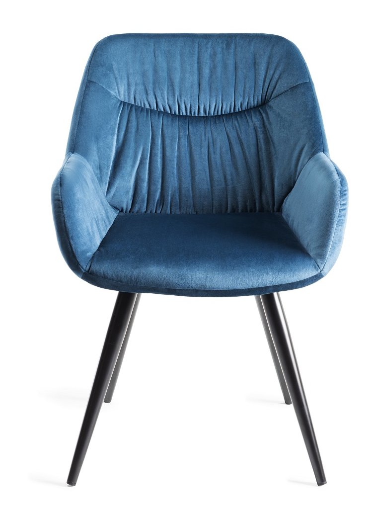 Gallery Collection Dali Petrol Blue Velvet Fabric Chairs with Black