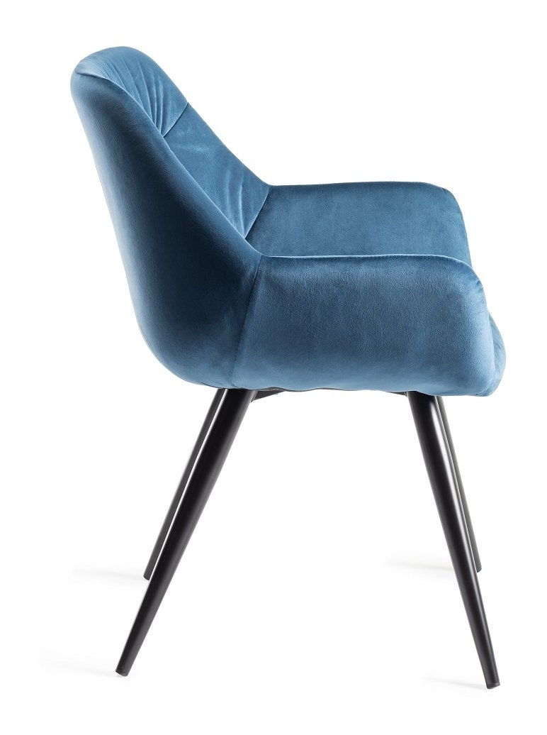 Gallery Collection Dali Petrol Blue Velvet Fabric Chairs with Black