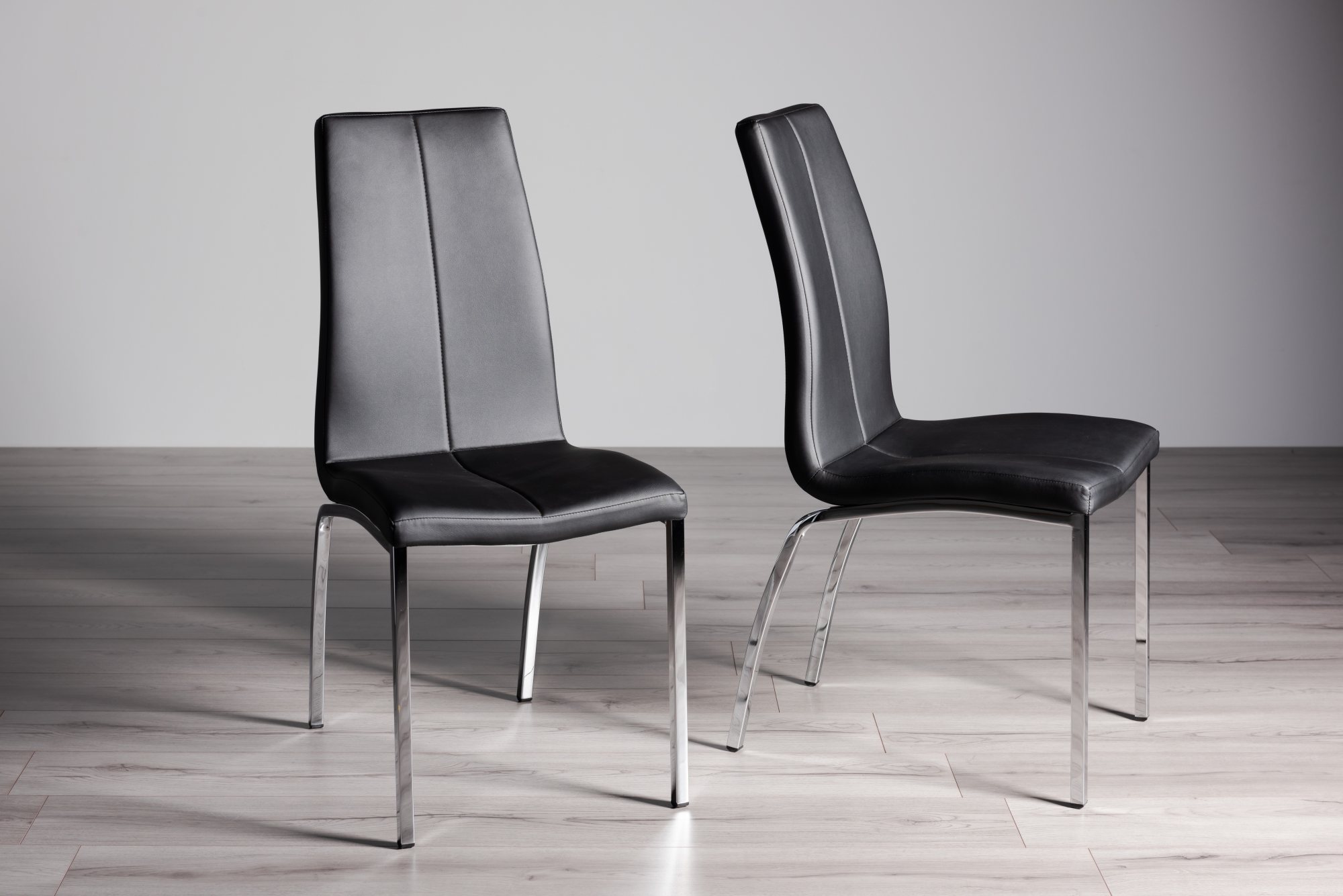 Gallery Collection Benton Black Faux Leather Chair with Shiny Nickel