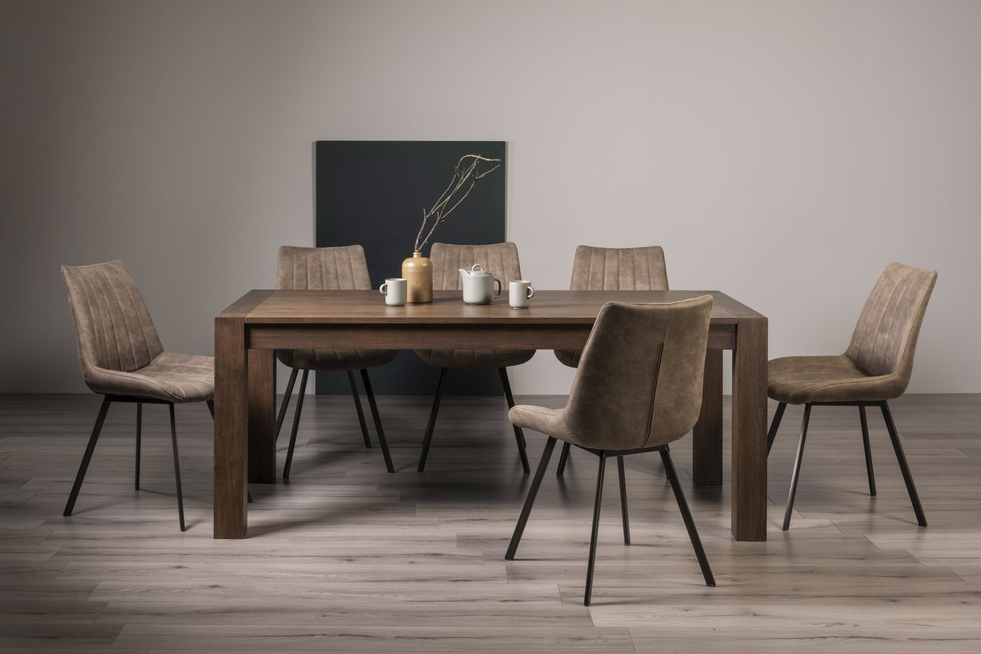 Turin Dark Oak Fontana Large Dining Set Modern Dining Bentley Designs UK Ltd